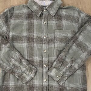 Kids' Plaid Button-Down Shirt - Green and Gray